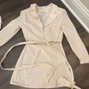 Tan mini front tie dress